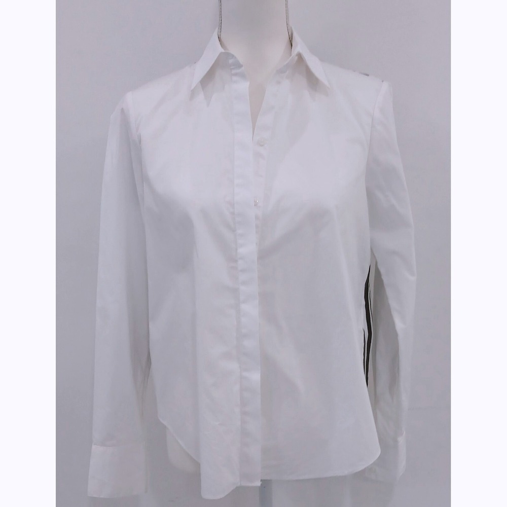 7 For All Mankind Womens XS White Button Down Shirt Striped Tie‎ Back Blouse